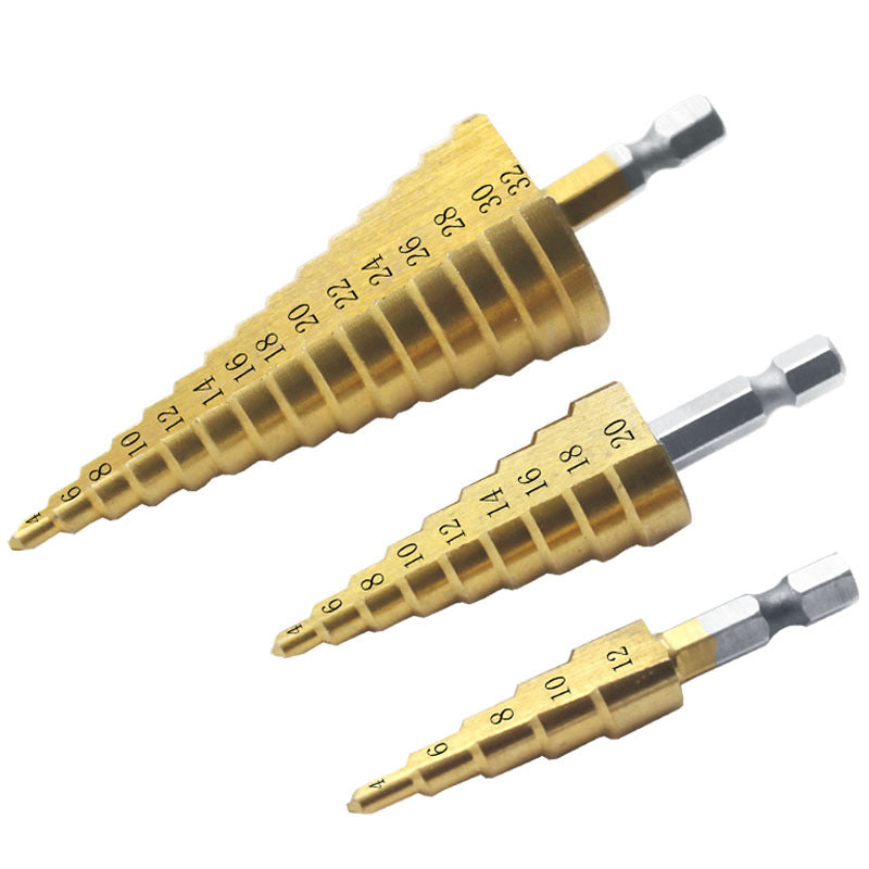 Hexagon Shank Straight Groove Step Drill Pagoda Drill Step High Speed Steel 4241 Drill Bit Set 4-32 4-20 4-12 - Korvel