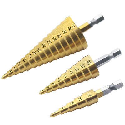 Hexagon Shank Straight Groove Step Drill Pagoda Drill Step High Speed Steel 4241 Drill Bit Set 4-32 4-20 4-12 - Korvel