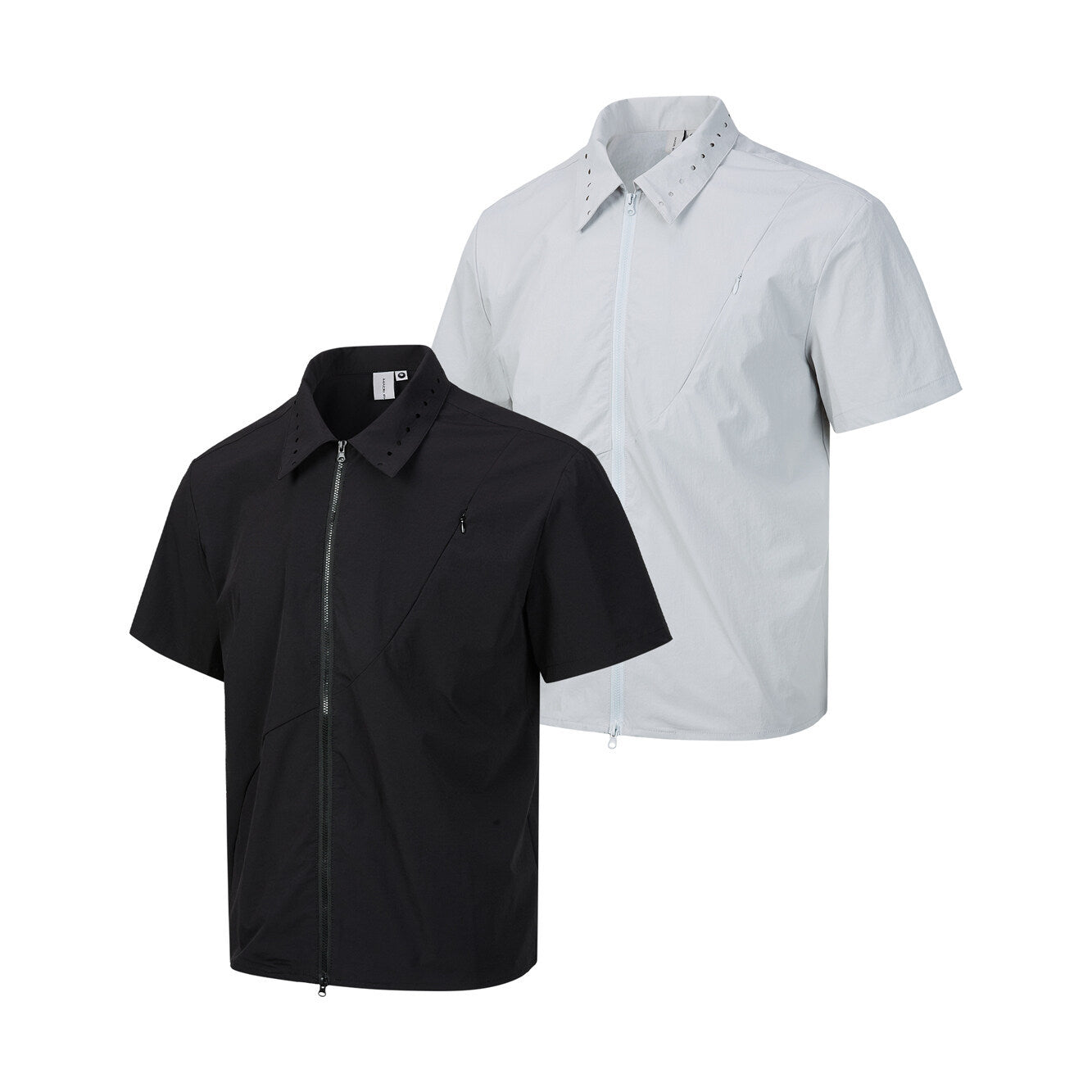 Zipper short sleeved shirt men's loose solid color shirt - Korvel