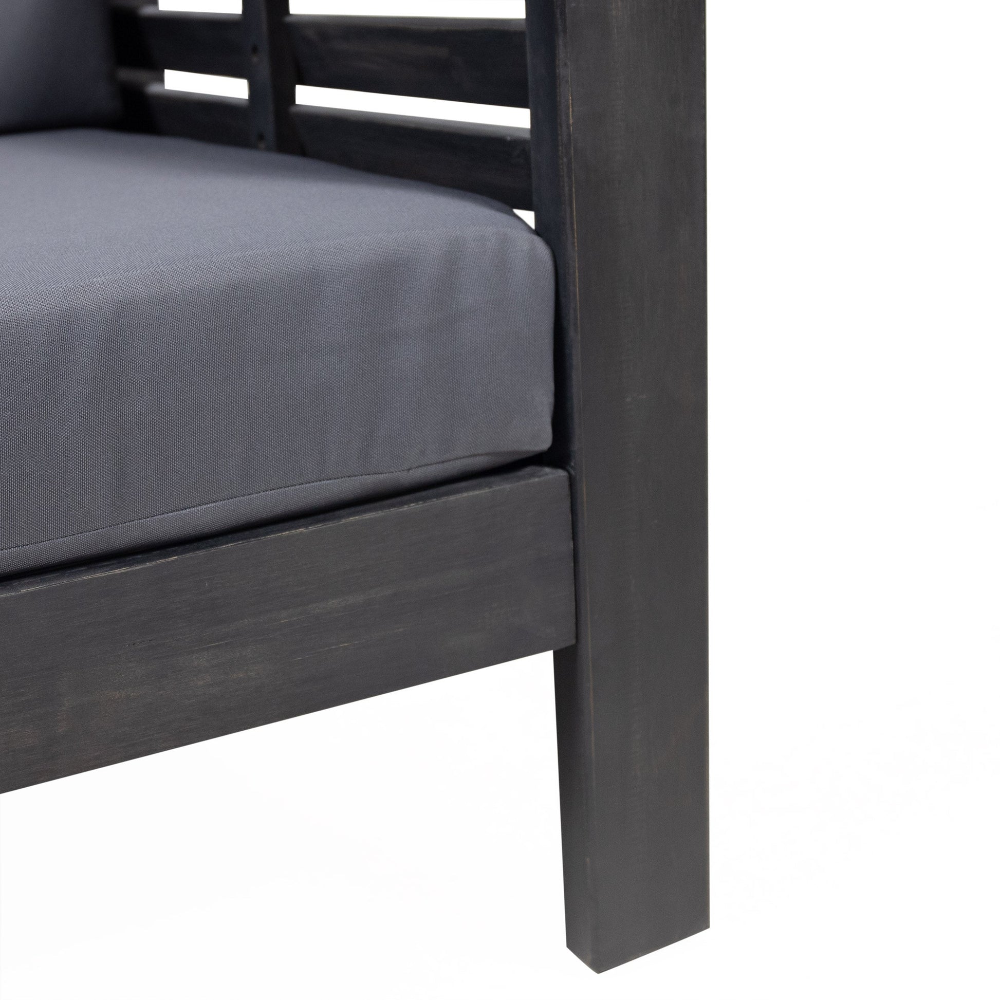 Outdoor Acacia Wood Club Chairs with Cushions, Dark Gray, 27.75"D x 32"W x 27.75"H - Korvel