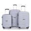 Hardshell Suitcase Spinner Wheels PP Luggage Sets Lightweight Durable Suitcase with TSA Lock,3-Piece Set (20/24/28) ,Silver - Korvel