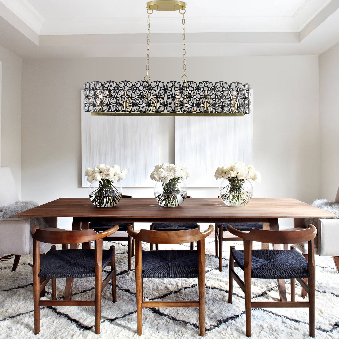 Modern Champagne Gold Oval Crystal Chandelier