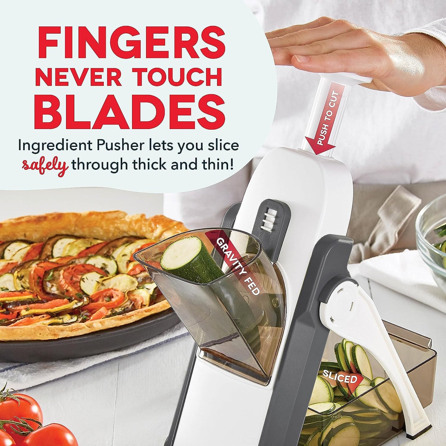 Safe Slice Mandoline for Vegetables, Meal Prep & More with 30+ Presets & Thickness Adjuster - Korvel