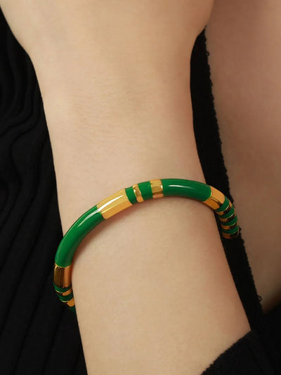 Brazalete de Pulsera de Acero de Titanio con Esmalte Elegante