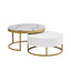 Mesa de café moderna redonda apilable con cajones en blanco