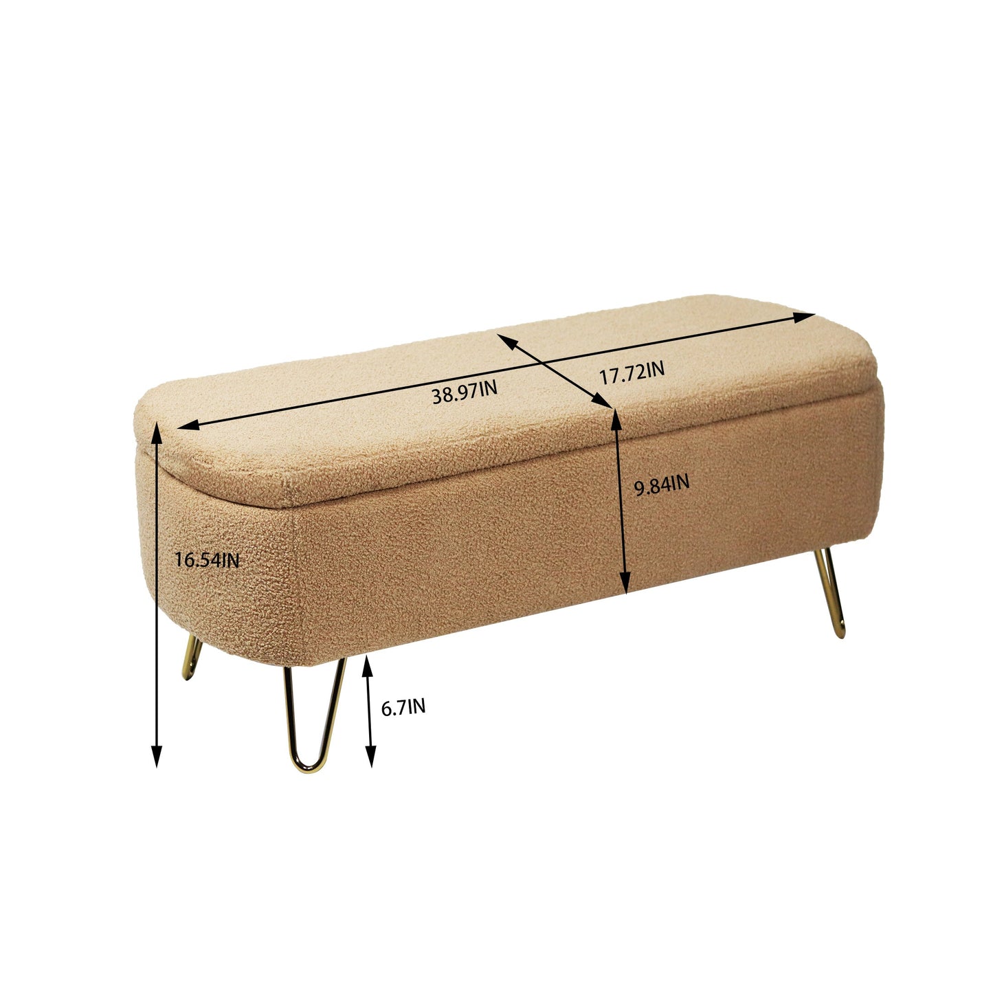 Banco Ottoman de Almacenamiento Camel con Patas Doradas