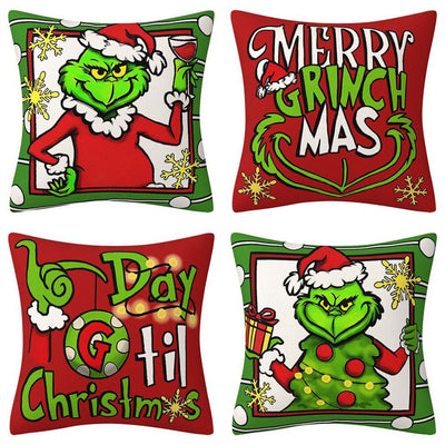 Grinch Christmas Pillow Cover Amazon Home Christmas Decoration Cushion Sofa Pillowcase Combination - Korvel