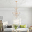 Golden crystal pendant light, large modern luxury ceiling lighting (without light bulbs) - Korvel