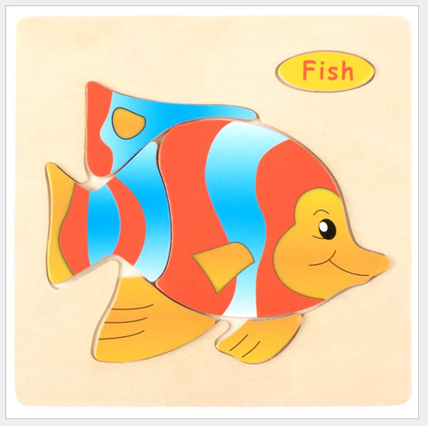 3D Puzzle Wooden Toys For Children Cartoon Animal Vehicle Wood Jigsaw Kids Baby Early Educational Learning Toy #L505 - Korvel