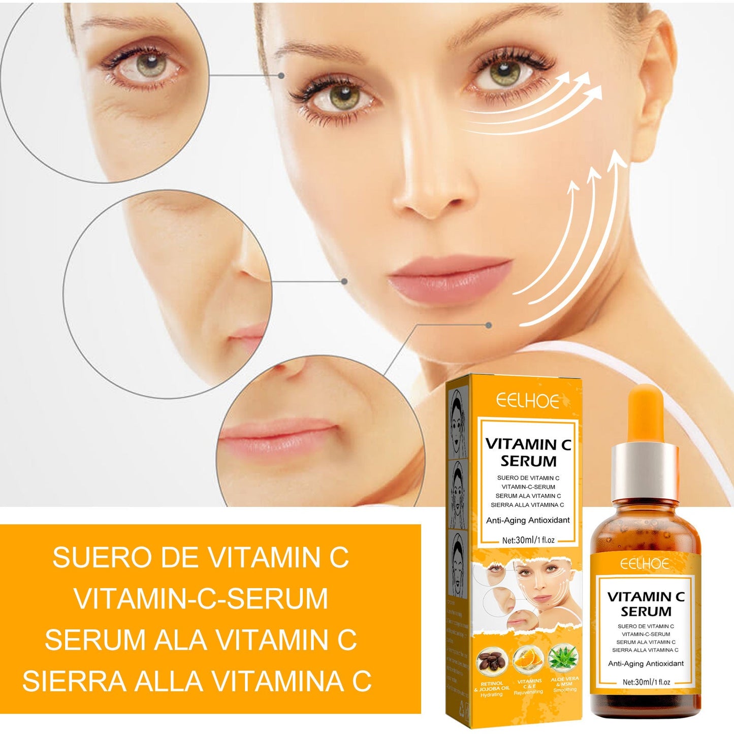 Vitamin C Anti-Aging Serum, Lighten Neck Lines And Facial Wrinkles, Firming And Tender Skin Anti-Wrinkle Serum - Korvel