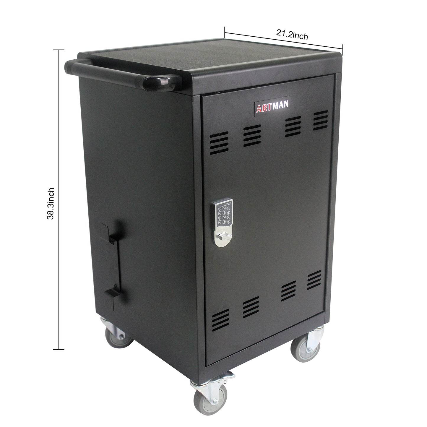 Mobile Charging Cart and Cabinet for Tablets Laptops 30-Device With Combination Lock--Black - Korvel