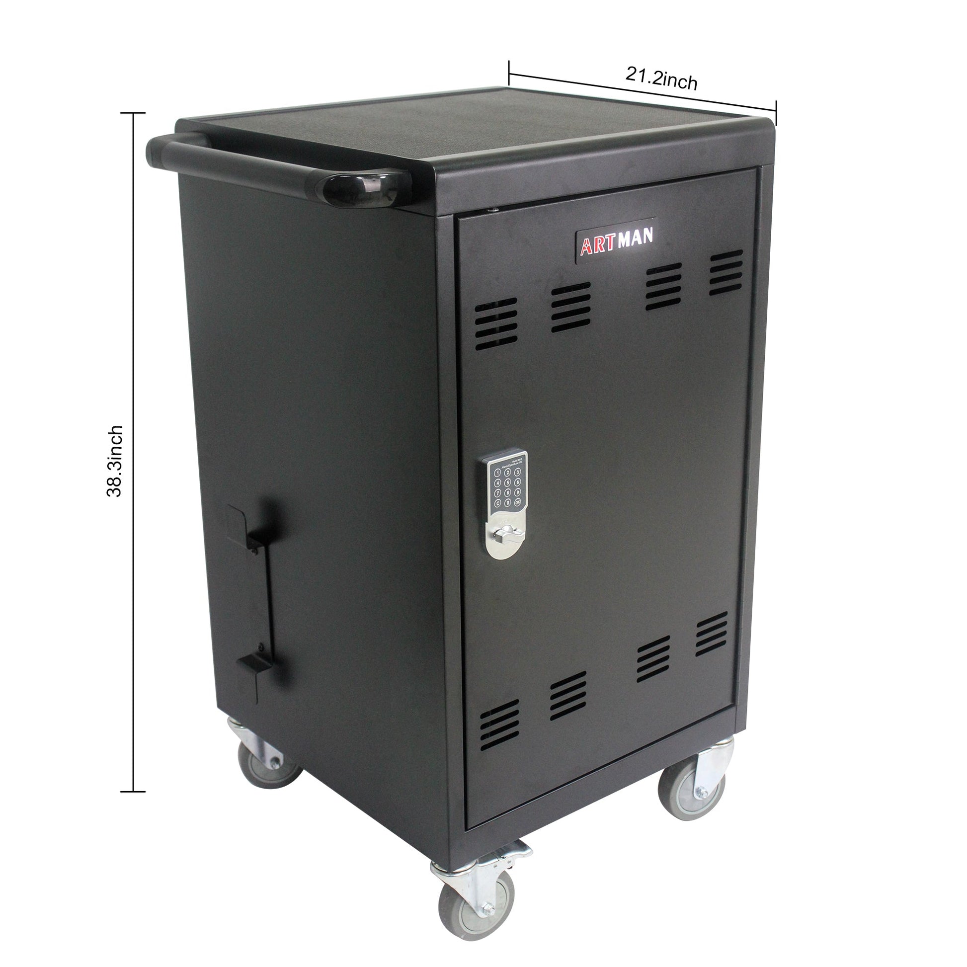 Mobile Charging Cart and Cabinet for Tablets Laptops 30-Device With Combination Lock--Black - Korvel