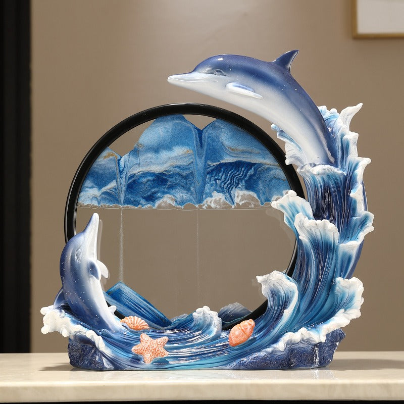 Adorno de Reloj de Arena con Pintura de Arena Fluyente de Delfín