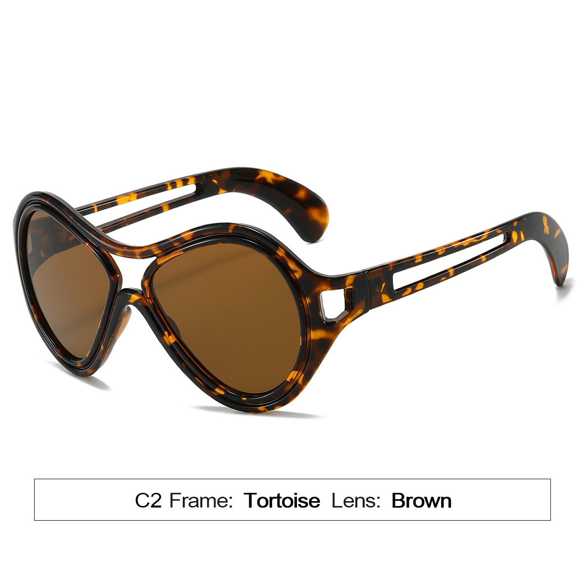 New European and American Sunglasses for Women UV400 Fashion Double Beam Round Frame Personalized PC Hollow Sunscreen Sunglasses - Korvel