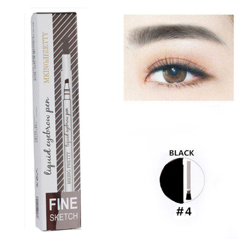Makeup Micro Sculpture Fine Grain Eyebrow Pen Four Fork Eyebrow Pen Anti Sweating and Non Staining Liquid Eyebrow Pen Four Head - Korvel