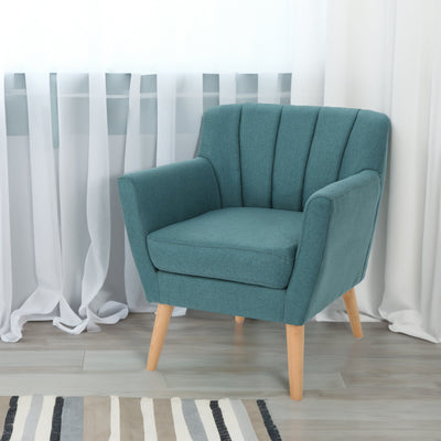 Mid Century Modern Dark Teal Fabric Club Chair