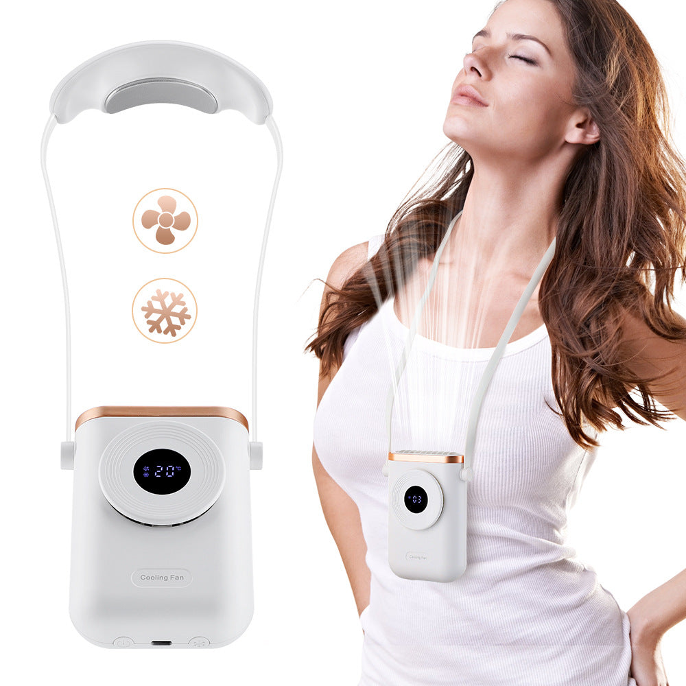 3-Speed Hanging Neck Fan Cooling Portable Leafless Electric Fan USB Lazy Hanging Neck Small Fan Outdoor Fan - Korvel