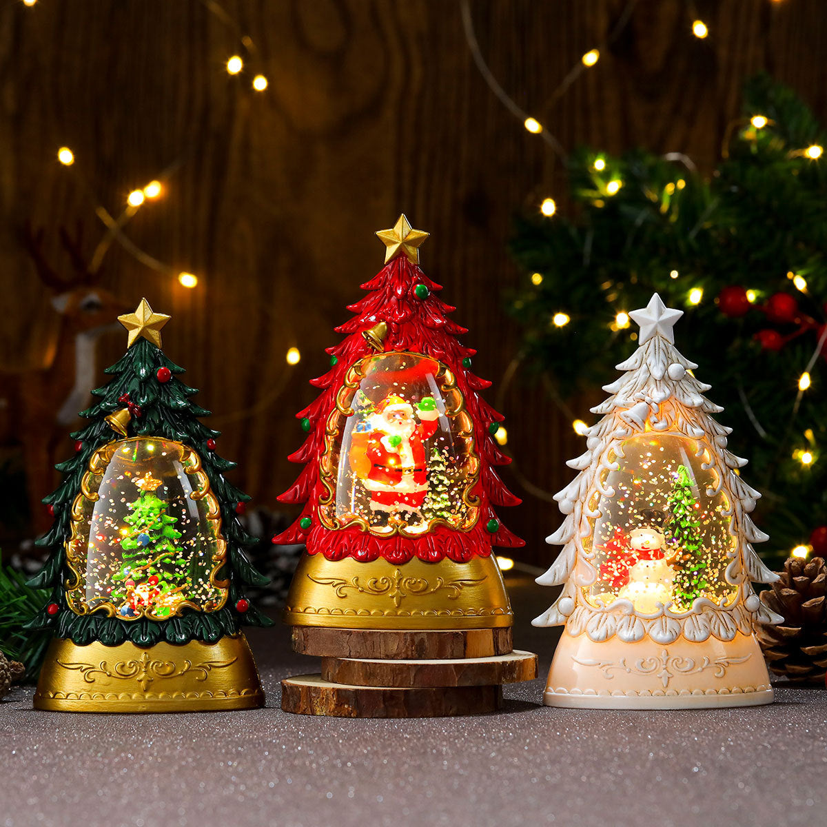 Christmas gifts, painted Christmas trees, glowing candles, oil lamps, children's small gifts, wind lamps, bar table decorations, ornaments - Korvel