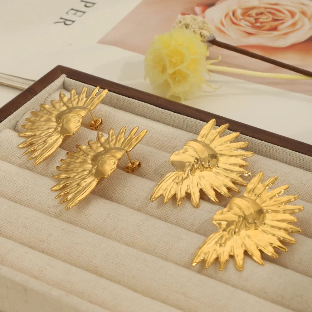 Pendientes Geométricos de Acero de Titanio Baño de Oro