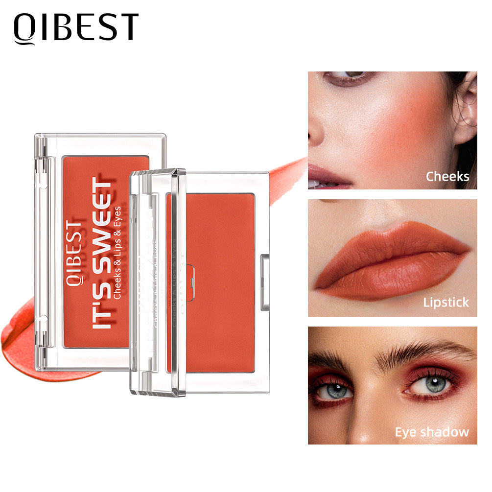 QIBEST 3-in-1 Lipstick, Eye Shadow & Blush Cream