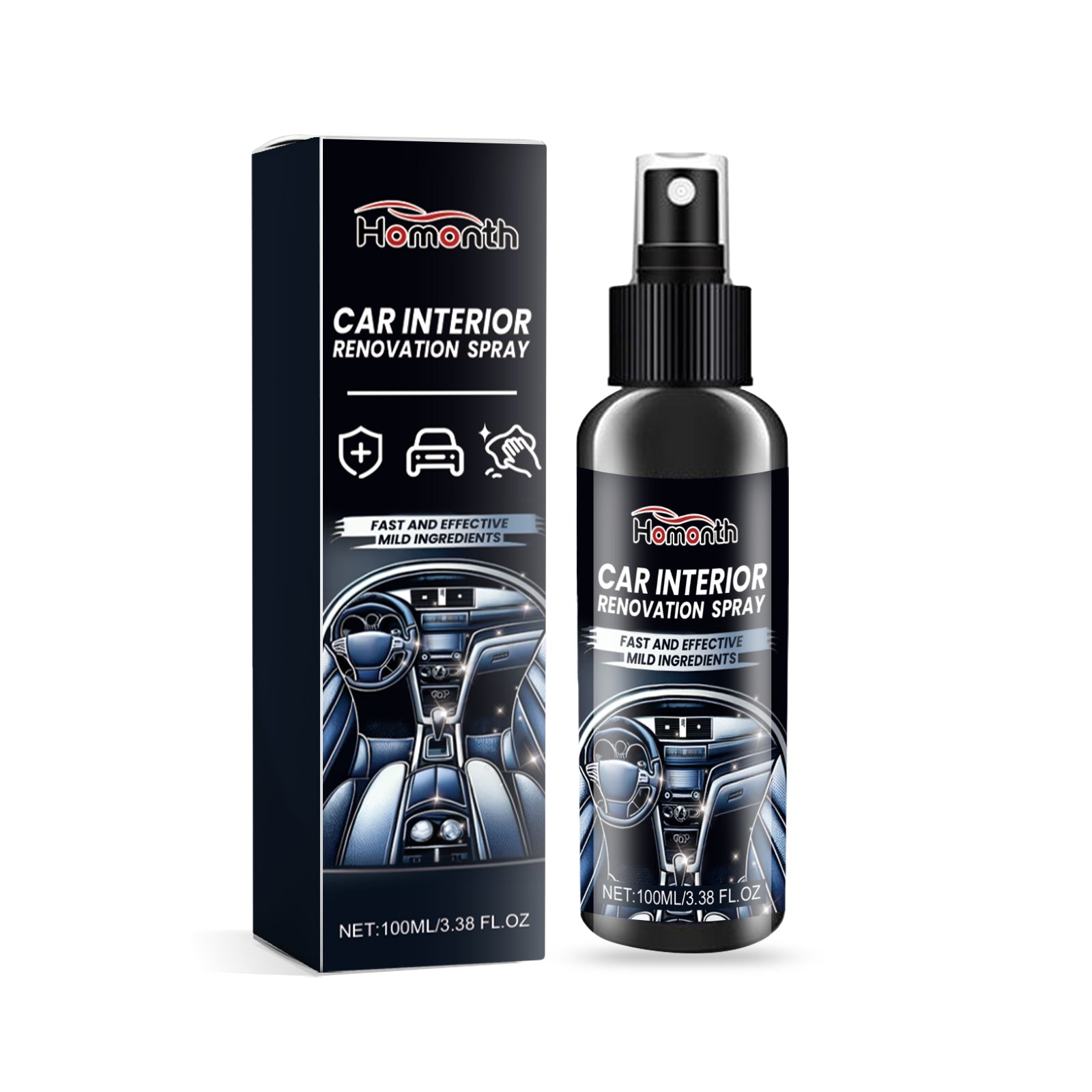 Car Interior Renovation Spray, Seat Interior Instrument Panel Cleaning Decontamination Maintenance Refurbishing Care Agent - Korvel