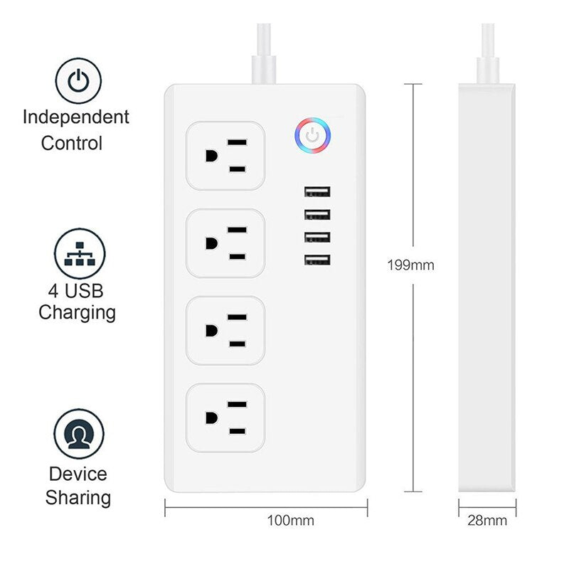 Smart Power Strip with USB Ports and Individual Control