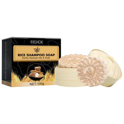 Rice Anti-Slip Shampoo Soap, Moisturizes Scalp Cleans Hair Repairs Damaged Hair And Strengthens Hair Shampoo Soap - Korvel