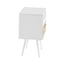 Table d'appoint en rotin blanc de 15,75" avec tiroir et pieds en bois massif