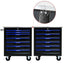7 DRAWERS MULTIFUNCTIONAL TOOL CART WITH WHEELS-BLACK+BLUE - Korvel