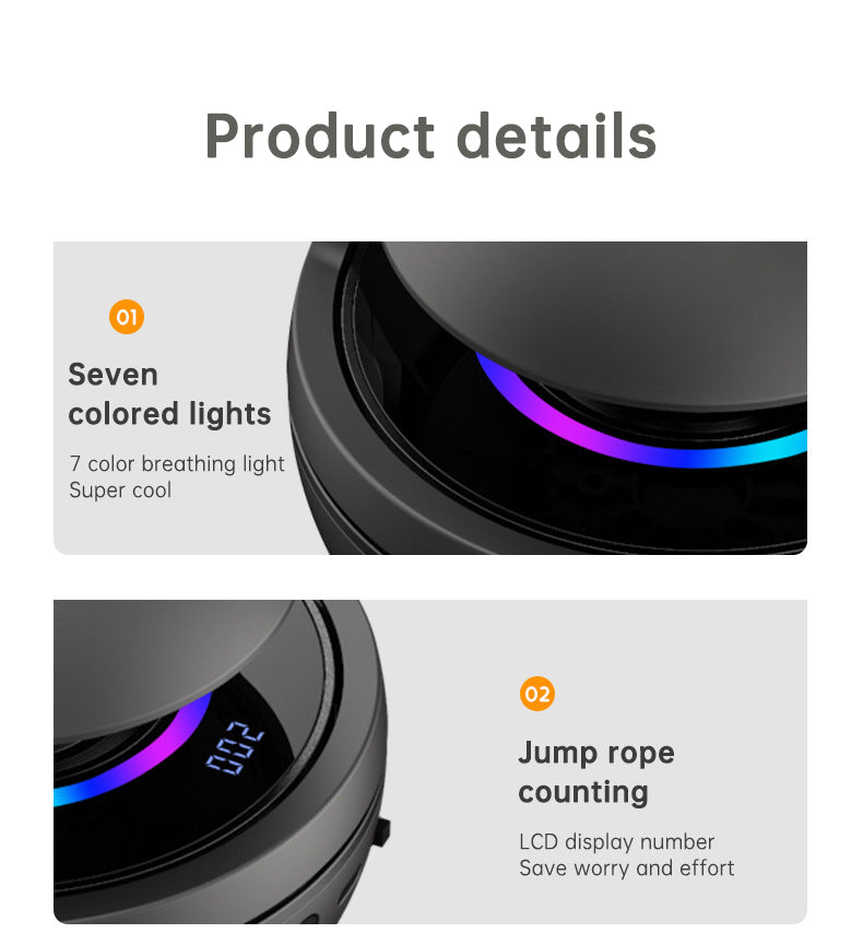 Smart Rope Skipping Machine Smart Jump Rope Machine 10-level Speed Adjustment Led Seven-color Light Wireless Music Function - Korvel