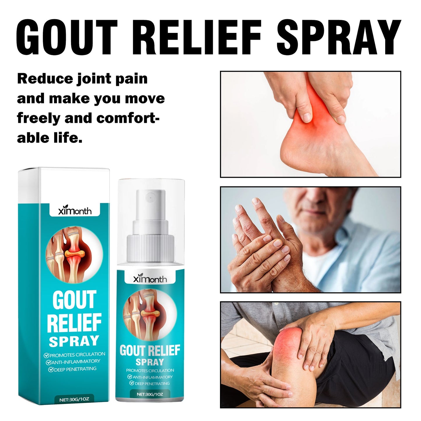 Gout Relief Spray, Relieve Lumbar Joint Muscle Knee Soreness Activating Muscles And Bone Health Care - Korvel