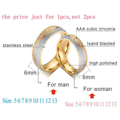 Vnox couple engagement ring for women men sand blasted - Korvel
