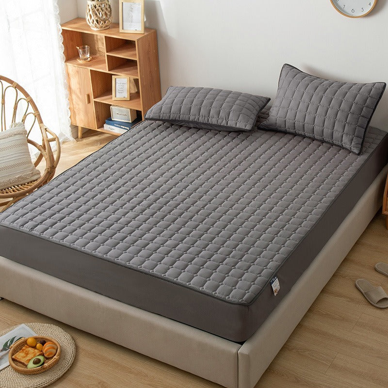Waterproof Bed Linen with Elastic Bands Fitted Sheet Home Winter Solid Color Mattress Cover - Korvel