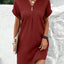 Vestido Pullover V-Neck de Dos Botones Elegante