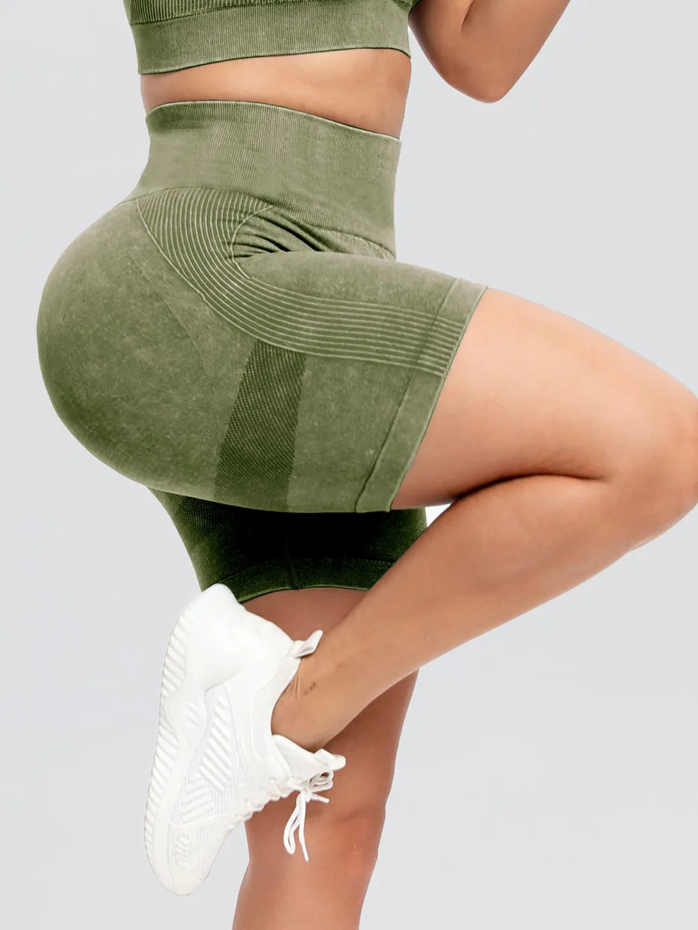 Shorts Actifs Taille Haute Lavés