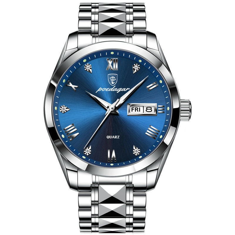 Reloj de Hombre Suizo Impermeable con Doble Calendario y Brillo