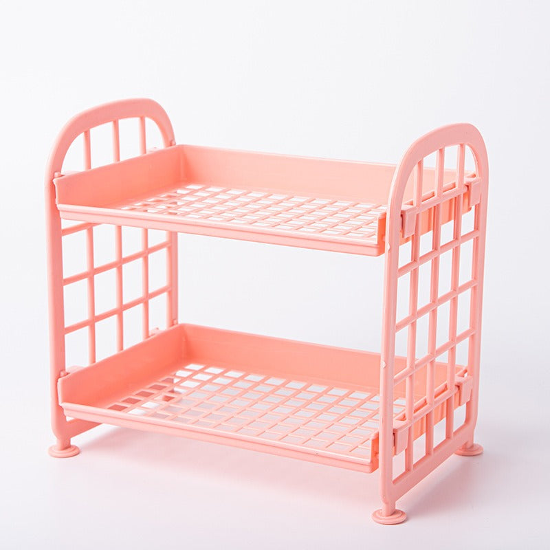 Double Storage Rack Kitchen Small Shelf Desktop Storage Rack Bathroom Sink Plastic Organizing Rack - Korvel