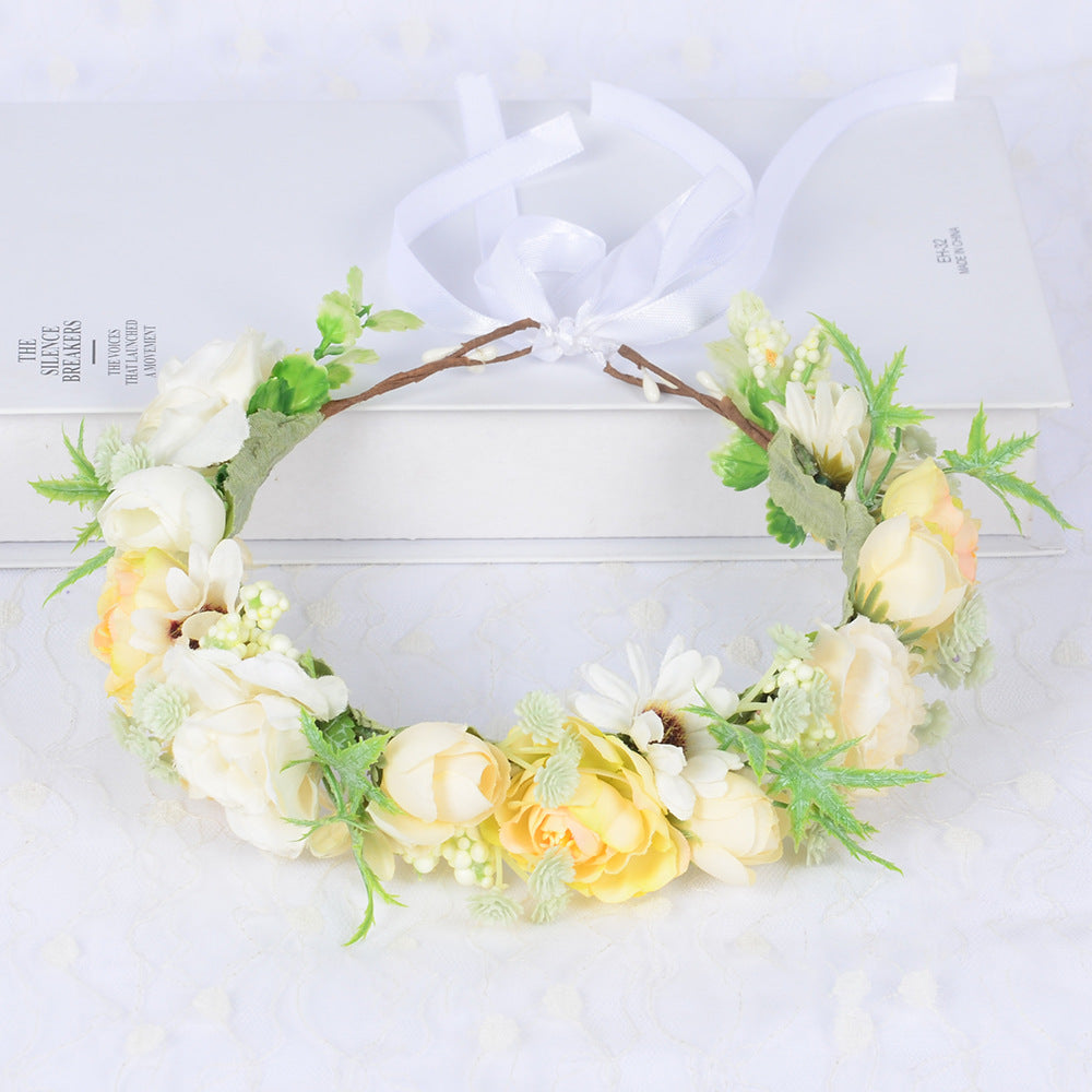 Corona de Flores de Hada Nupcial - Accesorio de Cabello de Tela Elegante