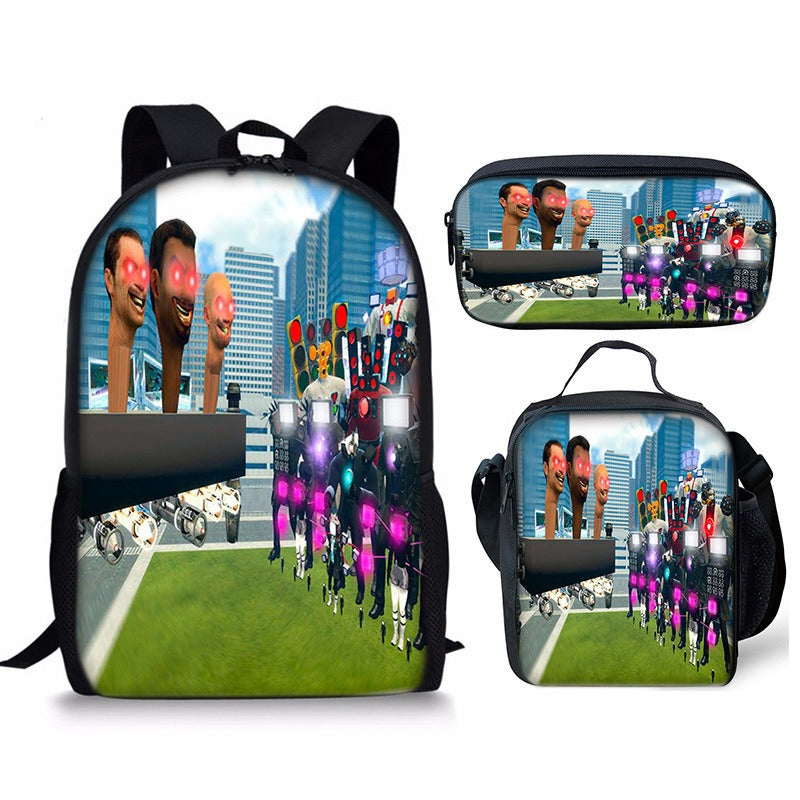 Conjunto de mochila Skibidi Toilet Man de 3 piezas para la escuela