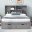 Full Size Platform Bed with Storage Headboard and 2 Drawers, Gray - Korvel