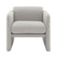 Armchair with wavy armrests, metal decorations on both sides of the armrests, made of Teddy cloth, light gray - Korvel