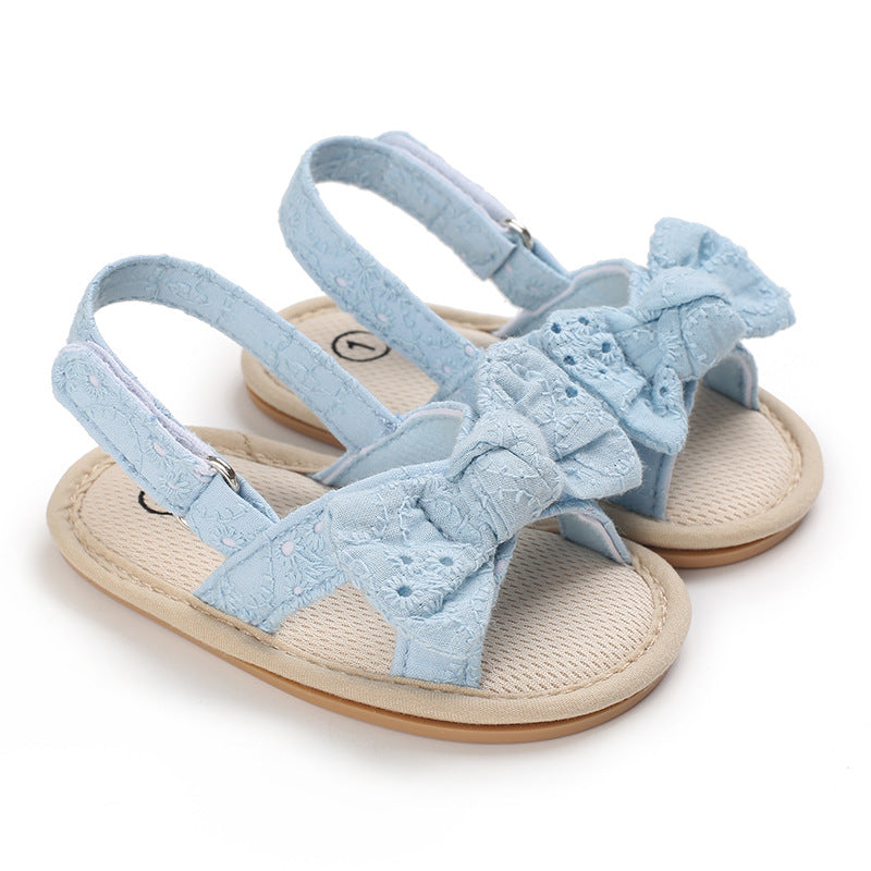 Baby Shoes Summer New 0-1 Year Old Rubber Sole Bow Sandals Toddler Shoes Baby Shoes - Korvel