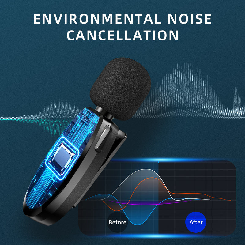 Lavalier Wireless Microphone Outdoor Live Broadcast Internet Celebrity Carry 2.4G Radio Noise Reduction Small Microphone - Korvel