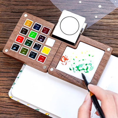 Mingke Mini Watercolor Paint Box with Notebook - 8 Colors