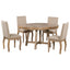 TREXM 5-Piece Farmhouse Dining Table Set Wood Round Extendable Dining Table and 4 Upholstered Dining Chairs (Natural Wood Wash) - Korvel