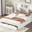 Elegant Queen Size Platform Bed with Storage Headboard, White