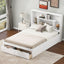 Full Size Platform Bed with Storage Headboard and 2 Drawers, White - Korvel
