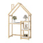 House-shaped Wooden writing Desk Kids study Table Bookshelf & Toy Storage Natural - Korvel
