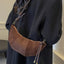 PU Leather Strap Suede Shoulder Bag - Korvel