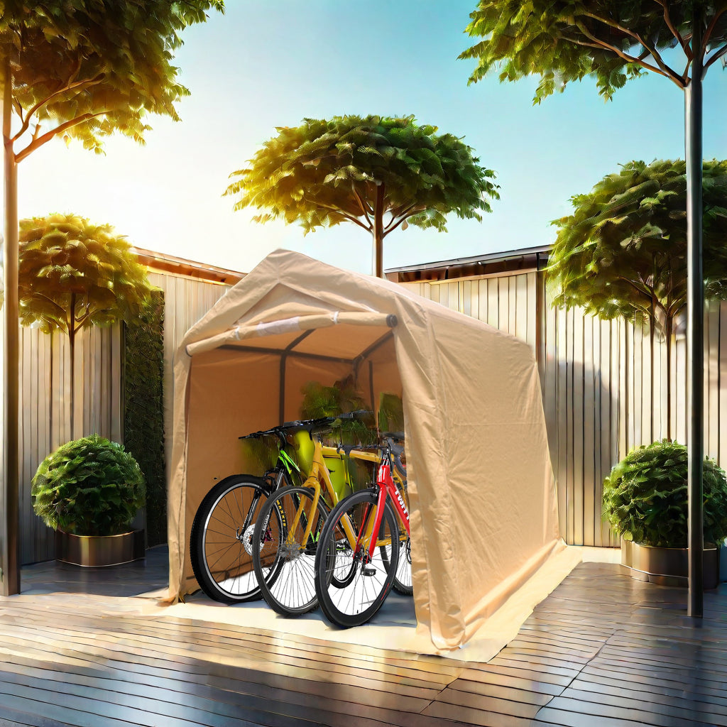 7x12ft Portable Gazebo Storage Shelter with Roll-Up Doors